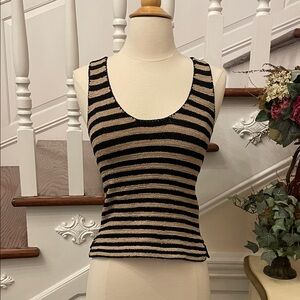 Chic Striped Black and Tan Women's Tank Top